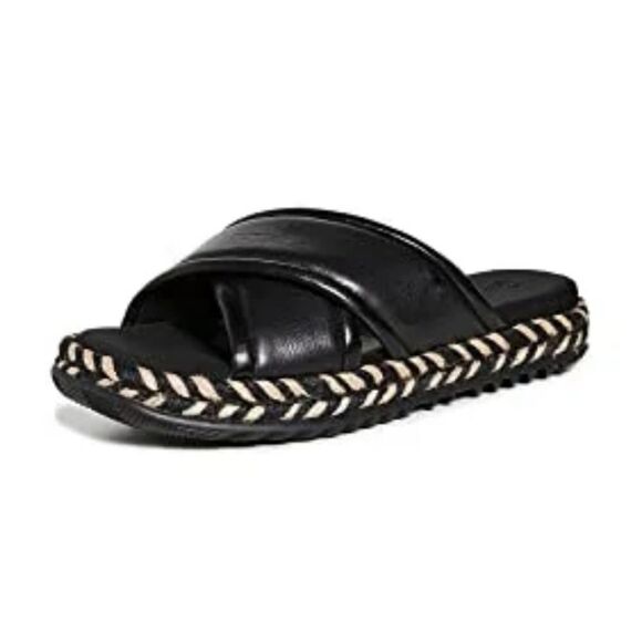 Tory Burch Leather CRISSCROSS ESPADRILLE SLIDE - Picture 2 of 11